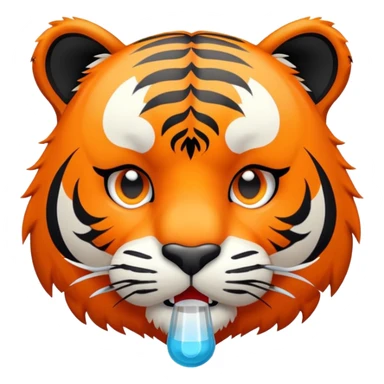 sick tiger face with thermometer and tissue for Twitch emote sticker