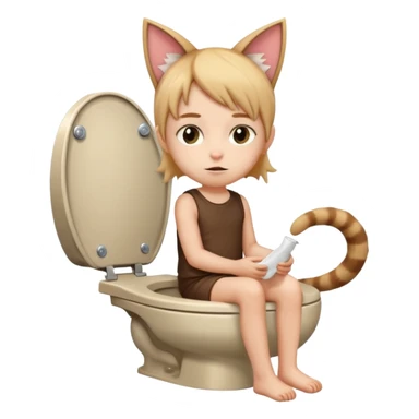 Kid in toilet cat person sticker