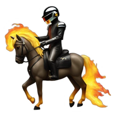 Daft punk on the horse in fire sticker
