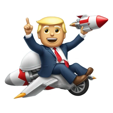 Donald trump riding a rocket like a horse  sticker