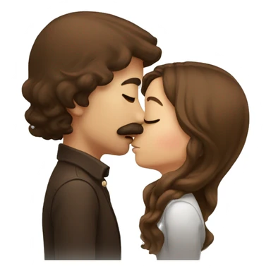 Brown haired girl and brown moustache guy kissing sticker