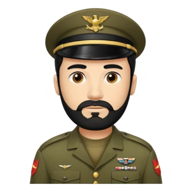 male soldier black hair and beard style remove cap sticker