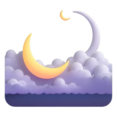 cloudy sky with crescent moon at night sticker