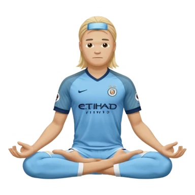 Erling Haaland long hair doing the lotus Manchester city  sticker