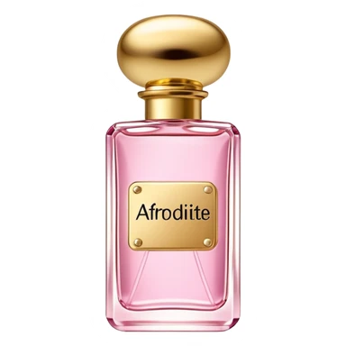 rectangle perfume light pink liquid gold cylinder cap written AFRODITE YASMIN BEAUTY sticker