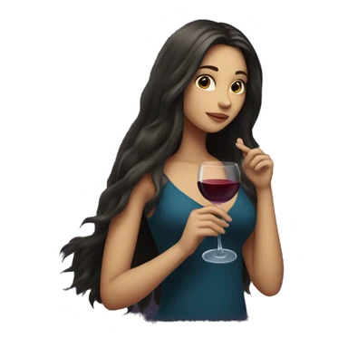 Long-haired Brunette Girl underneath the moonlight with wineglass in hand sticker