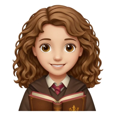Hermione Granger with wavy hair and brown book in hand  sticker