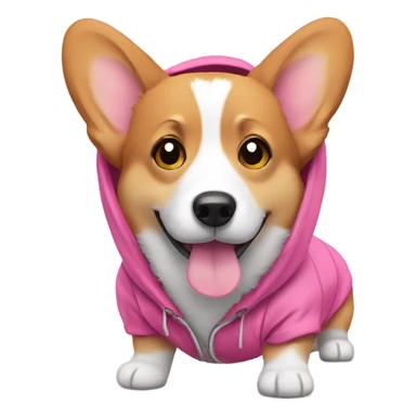 Corgi wearing a pink hoodie sticker