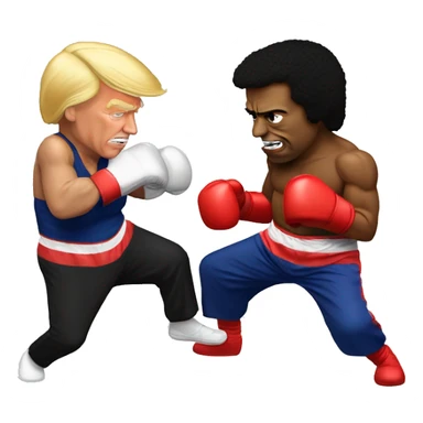 kamala harris and donald trump fighting in a boxing match sticker