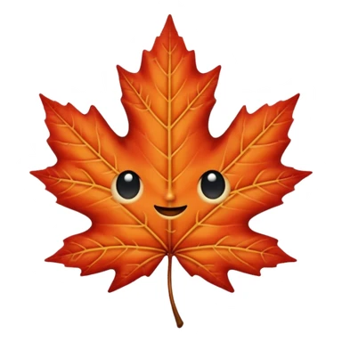 emoji, feuille d'érable couleur vermeille, deux yeux ronds noirs brillants sticker