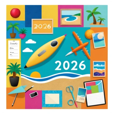 An extremely detailed lifestyle vision board collage for the year 2026. sticker