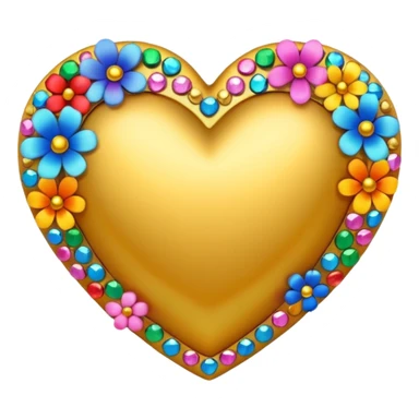 a golden heart studded with flowers sticker