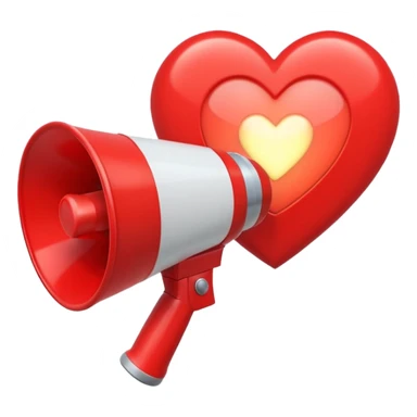 megaphone with a glowing heart coming out sticker