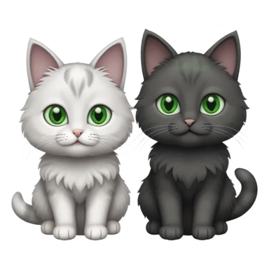 2 different coloured small cats including a dark grey and white and a completely solid dark grey with green eyes and only white paws sticker