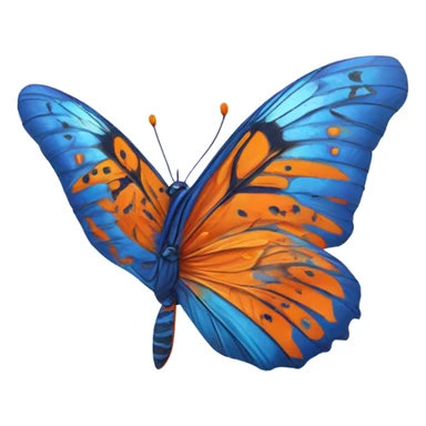 Blue and orange butterfly with both wings sticker