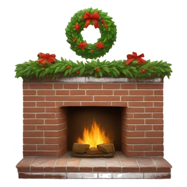 Brick Fireplace with wreath  sticker