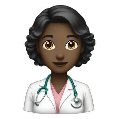 nurse white skin black hair girl single emoji sticker
