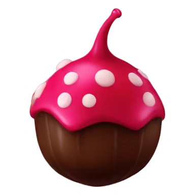 Fuchsia coated chocolate with red dots sticker
