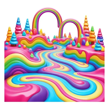 surreal melting neon rainbow candy land landscape sticker