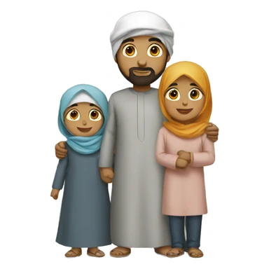 muslim family three kids sticker