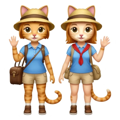2 girl cats dressed up as tourists full body sticker