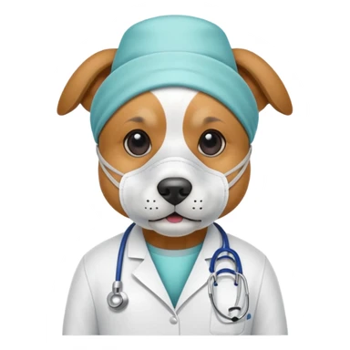 doctor dog wearing medical mask sticker