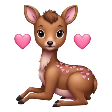 Baby deer with pink hearts  sticker