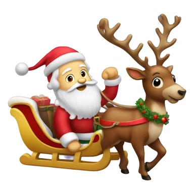 Santas sleigh with reindeer  sticker