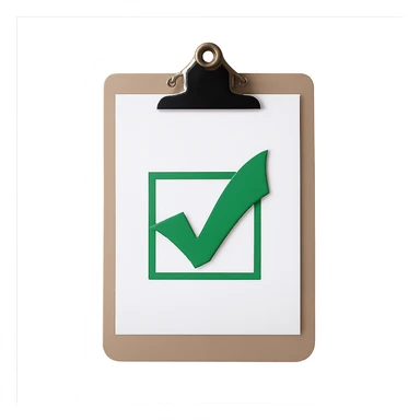 Make the background transparent, keep the realistic clipboard with a single checkmark unchanged. sticker