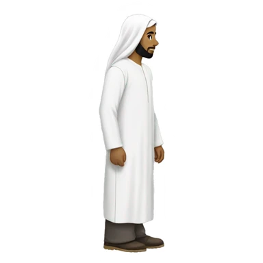sideview of a bearded muslim man in a white thobe walking sticker