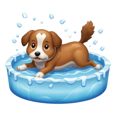 Dog swimming in a pool full of ice sticker
