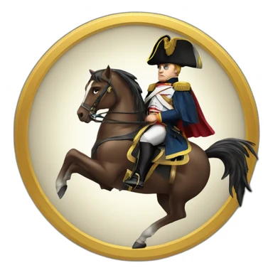 serious angry napoleon on horse hold golden eagle sticker