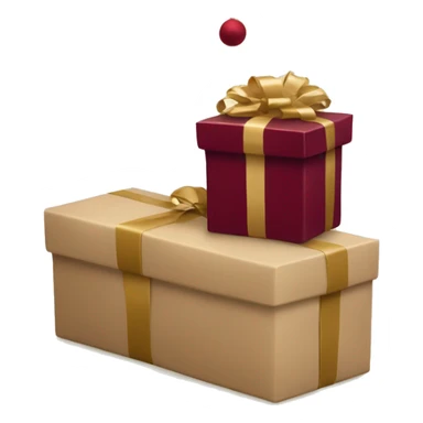 burgundy Christmas gifts under a beige tree sticker