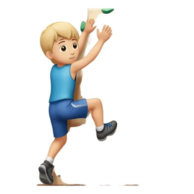 Young boy climbing on climbing wall  sticker