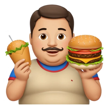 fat guy holding burger sticker
