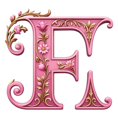 Pink, romantic, flowery, the letter “F” sticker