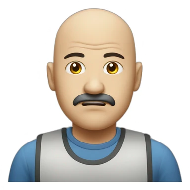 Bald angry canteen staff, arabic, mobcap, stress lines sticker