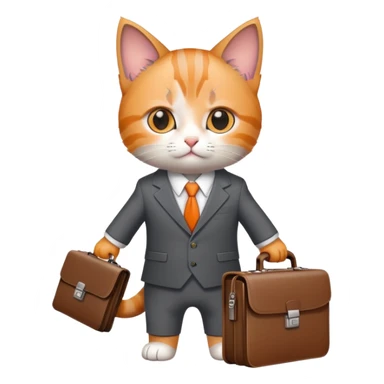 kitten in a suit holding a briefcase sticker