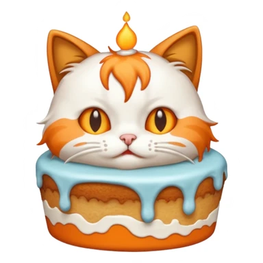Cat vomiting because of eating cake sticker