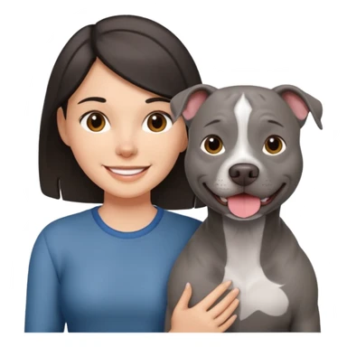 Completely Grey pitbull with one darkBrown haired Girl  sticker