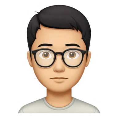 vietnamese man short black hair glasses sticker