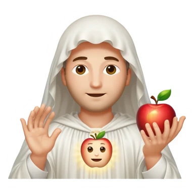 Heavenly Father from the Bible, shrouded face, wearing a white gown, surrounded by beaming radiant light symbolizing his voice and existence, apple emoji style sticker
