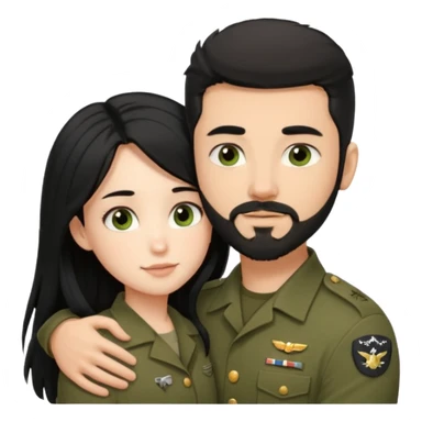Emoji of me and boyfriend hugging , I’m black hair long dreamy eyes cute and he’s dark brown military hair style eyes light brown greenish and have goatee beard  sticker
