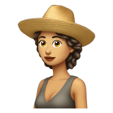 Mujer morena con sombrero creando ideas para redes sociales  sticker