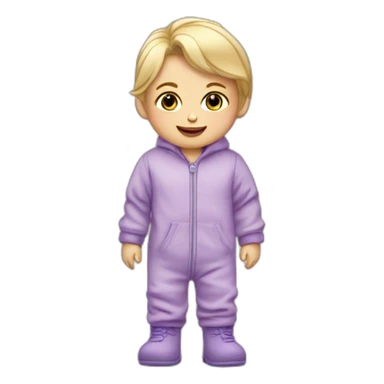 Bébé blonde en pijama gris et des bottes mauve  sticker
