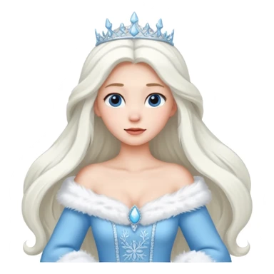 snow princess with long hair wearing snow chirsmas clothes looking at the front sticker