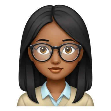 young Vietnamese girl head with long black hair and glasses sticker