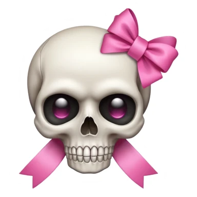 skull emoji with pink ribbon pookie sticker