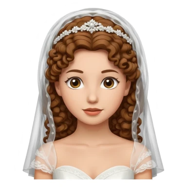 A bride with a curly brown hair and veil sticker