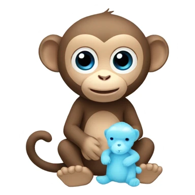 Light brown body, light blue eyes, baby monkey, jellycat stuffed animal sticker